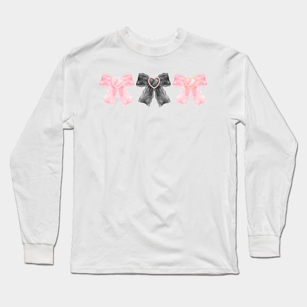 Coquette Bows Long Sleeve T-Shirt by HoldenFamilyDesigns